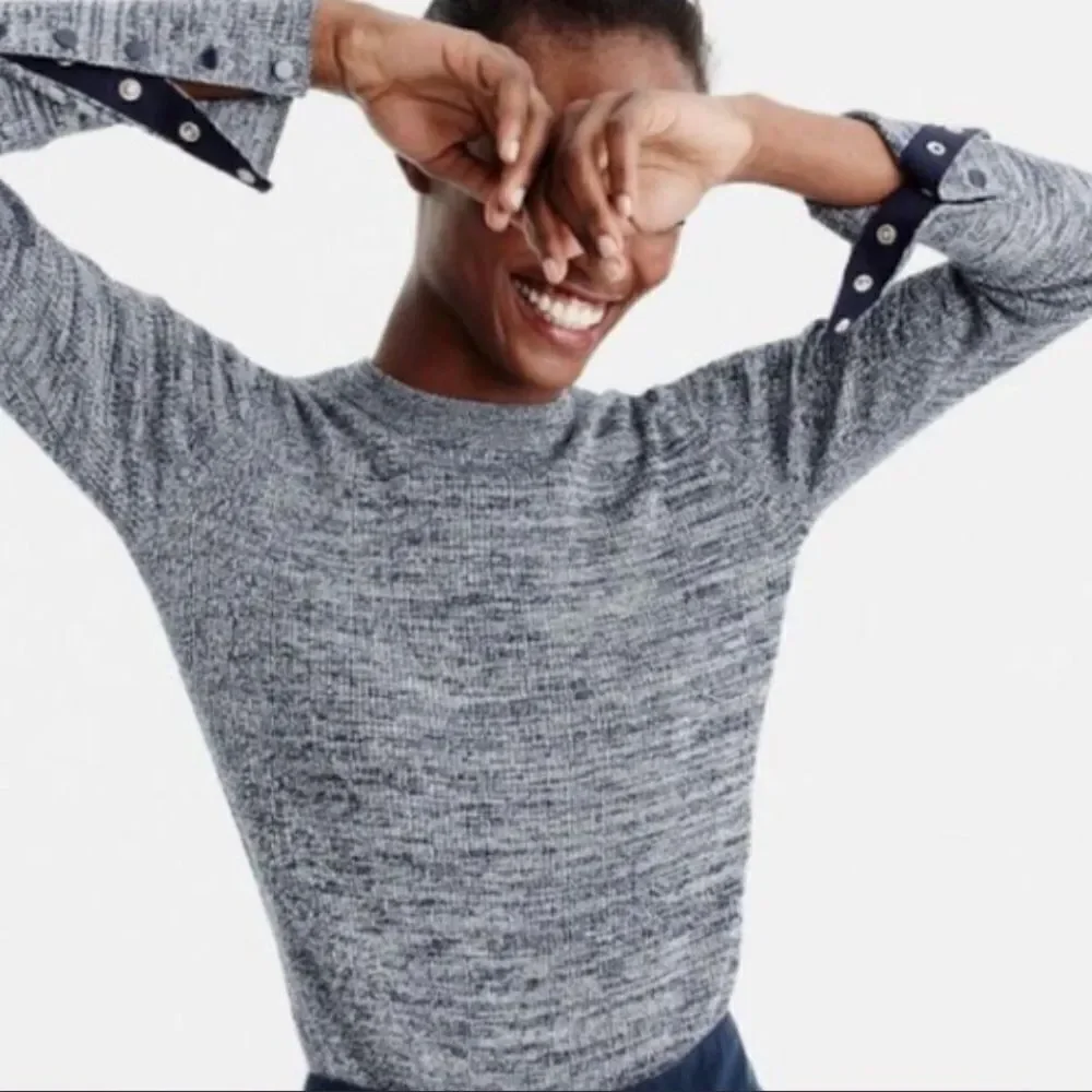 J. Crew ribbed pullover sweater with snap sleeves. Size S.